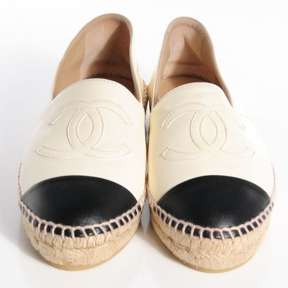 Chanel Lambskin Espadrilles White Black 37 2 of 5