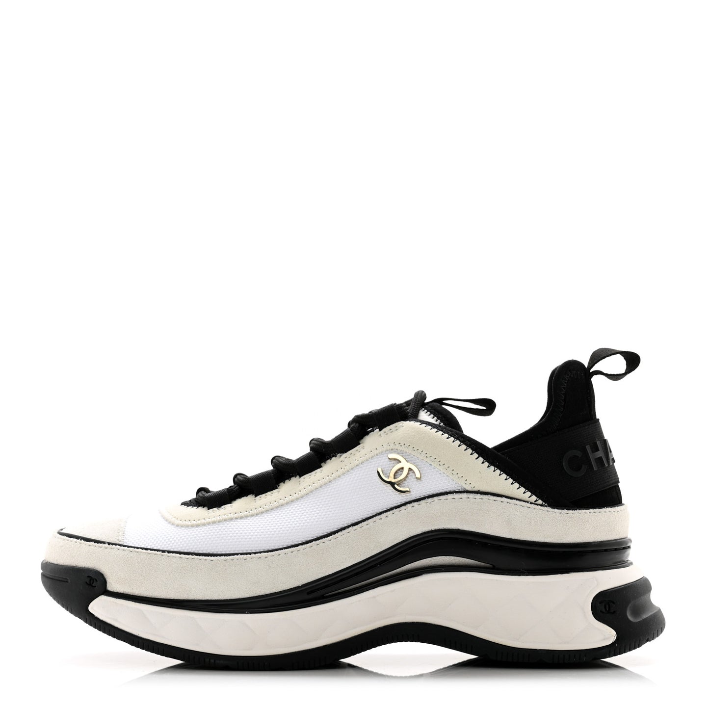 Fabric Suede Calfskin CC Sneakers 37 White