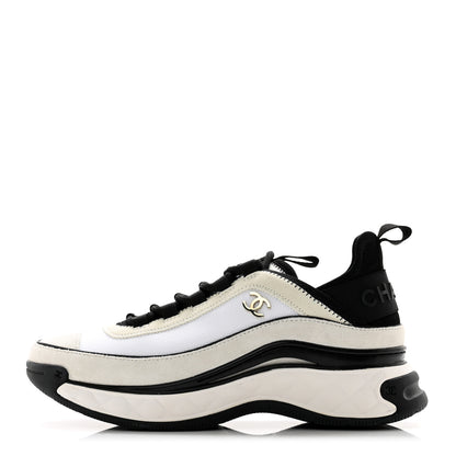 Chanel Fabric Suede Calfskin CC Sneakers 37 White 1 of 11