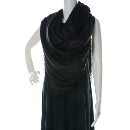 Louis Vuitton Silk Wool Monogram Shawl Black 2 of 5