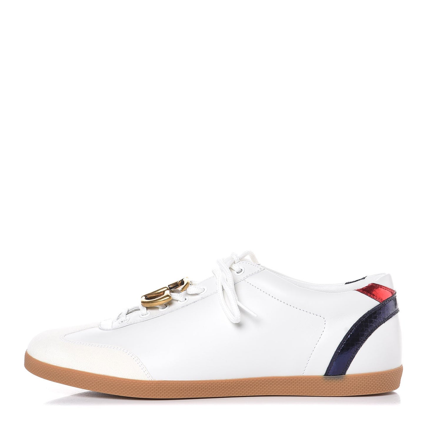 Calfskin Metallic Ayers Mens Bambi GG Sneakers 11 Great White Notte Red