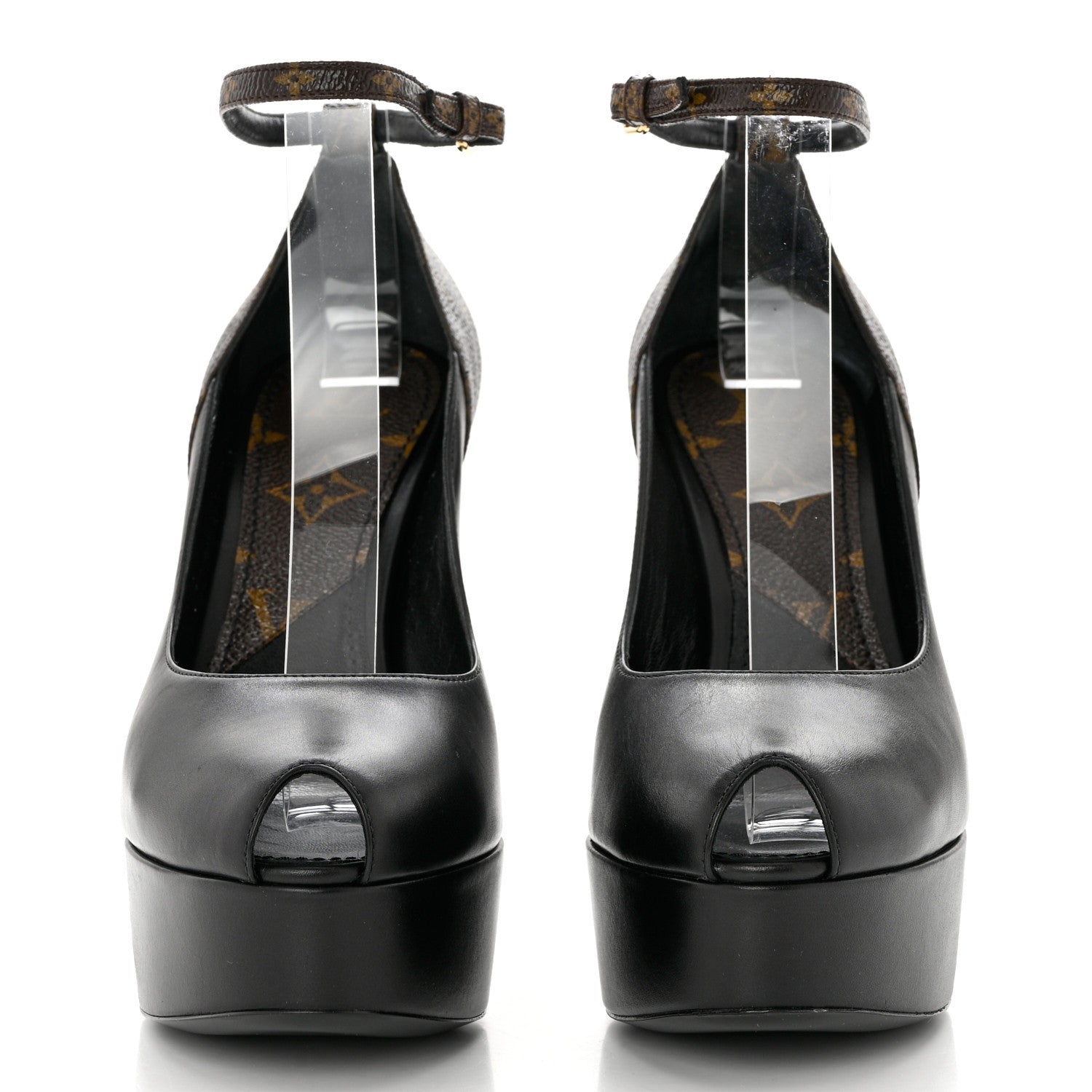 Louis Vuitton Calfskin Monogram Afterglow Platform Pumps 36.5 Black 2 of 7