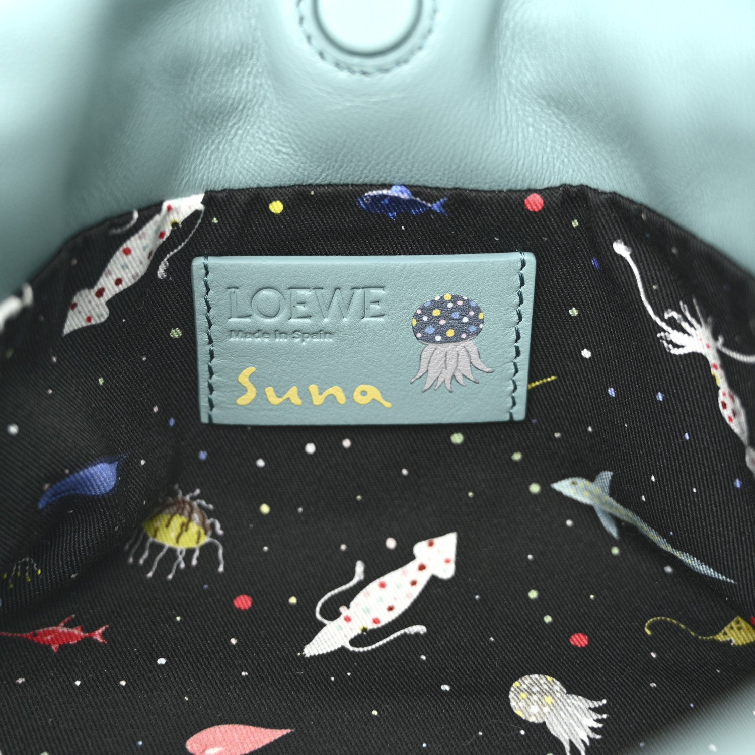 Loewe X SUNA FUJITA Nappa Flamenco Knot Clutch Water 1752011