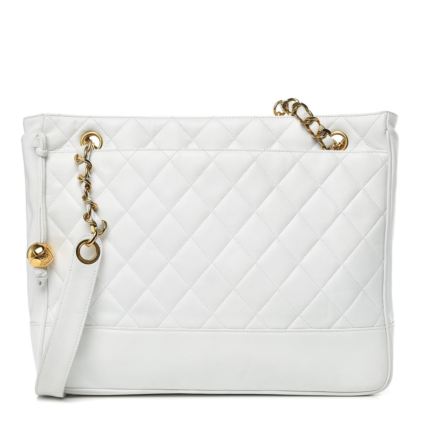 Lambskin Quilted Shoulder Bag White