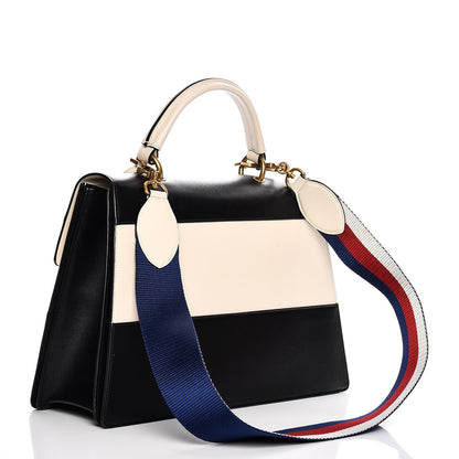 Gucci Calfskin Sylvie Web Large Queen Margaret Top Handle Bag Black Mystic White 4 of 10