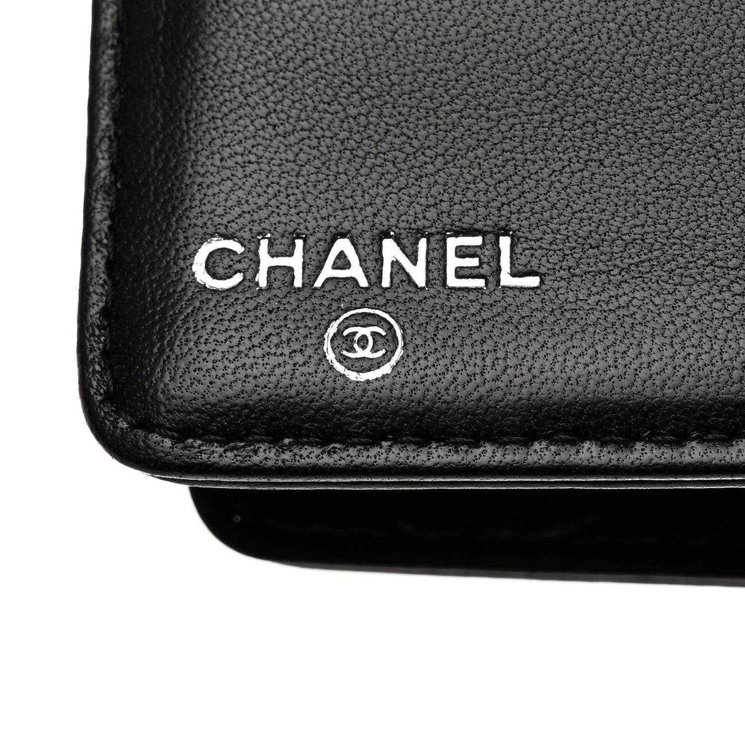 Chanel Lambskin Camellia Embossed Yen Wallet Black 6 of 7