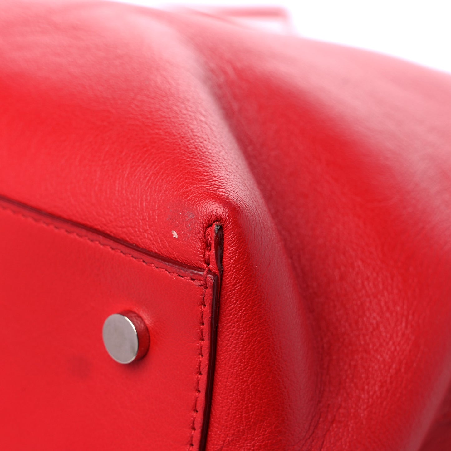 Calfskin Crystal Buckle Shopping Tote Red