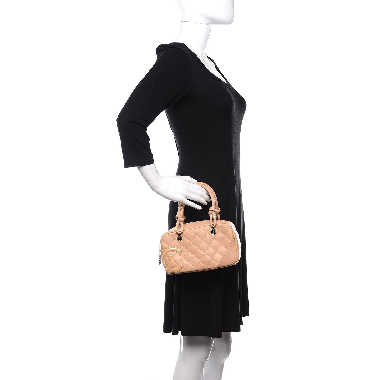 Calfskin Quilted Small Cambon Bowler Beige