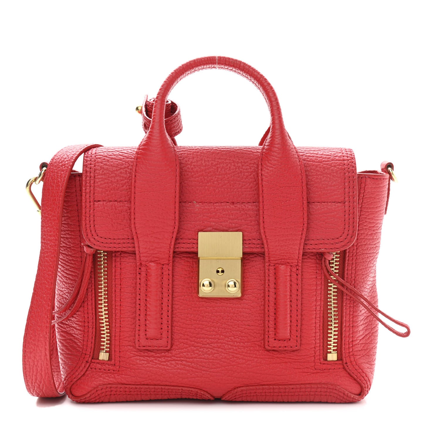 Textured Calfskin Mini Pashli Satchel Red