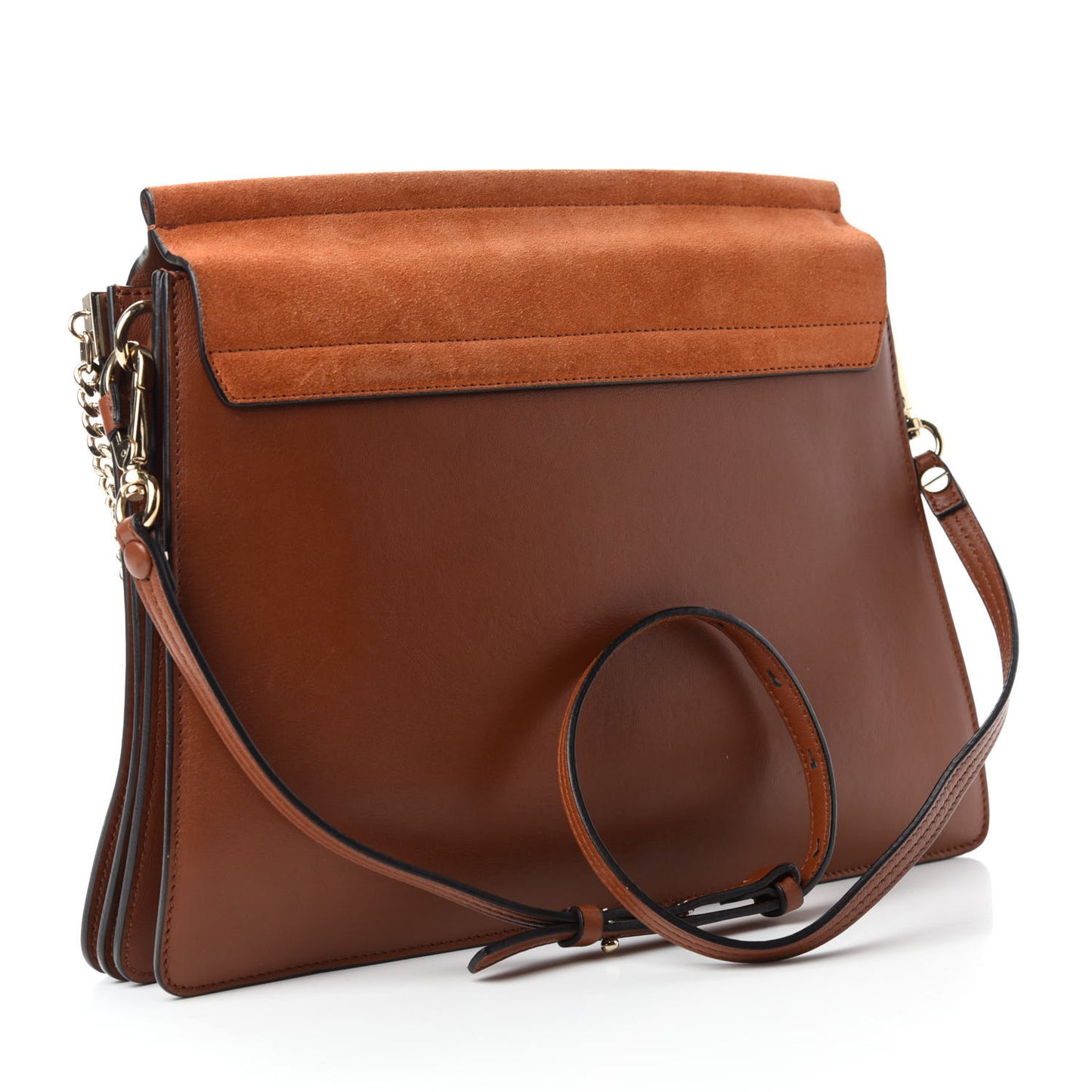 Suede Calfskin Medium Faye Shoulder Bag Tobacco