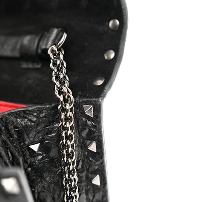 Valentino Garavani Craquele Nappa Rockstud Spike Wallet on Chain Black 10 of 13