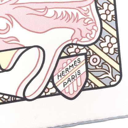 Hermes Silk Carre Duels Oniriques Scarf 90 Rose Pale Gris Jaune 3 of 5