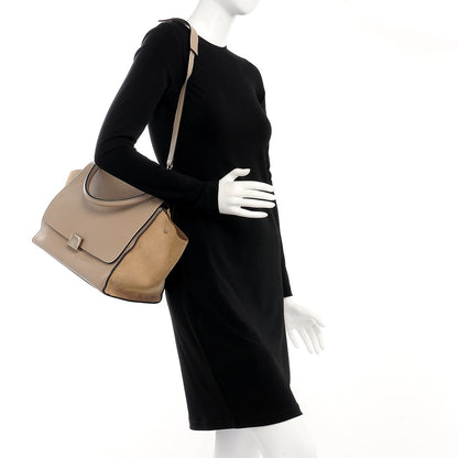 Celine Drummed Calfskin Suede Medium Trapeze Dune 2 of 9