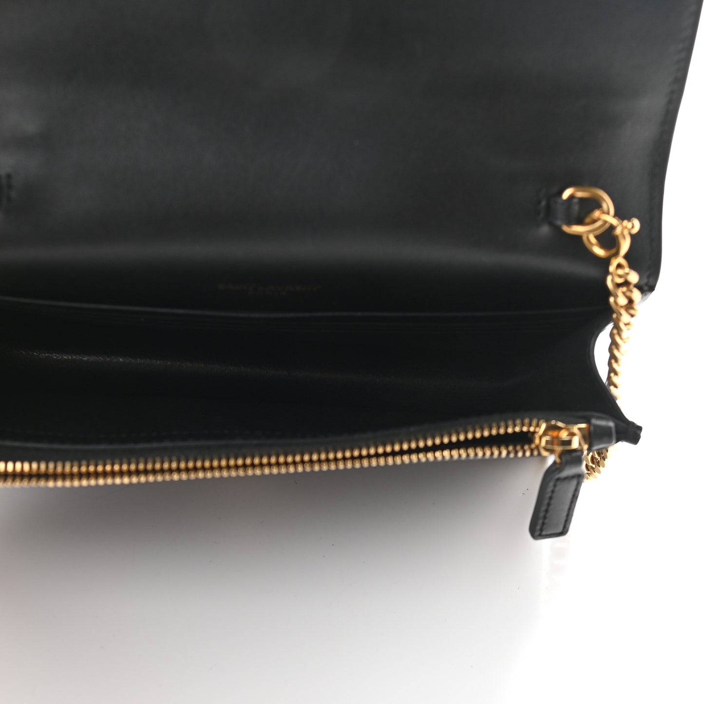 Smooth Calfskin Classic Monogram Kate Tassel Chain Wallet Black