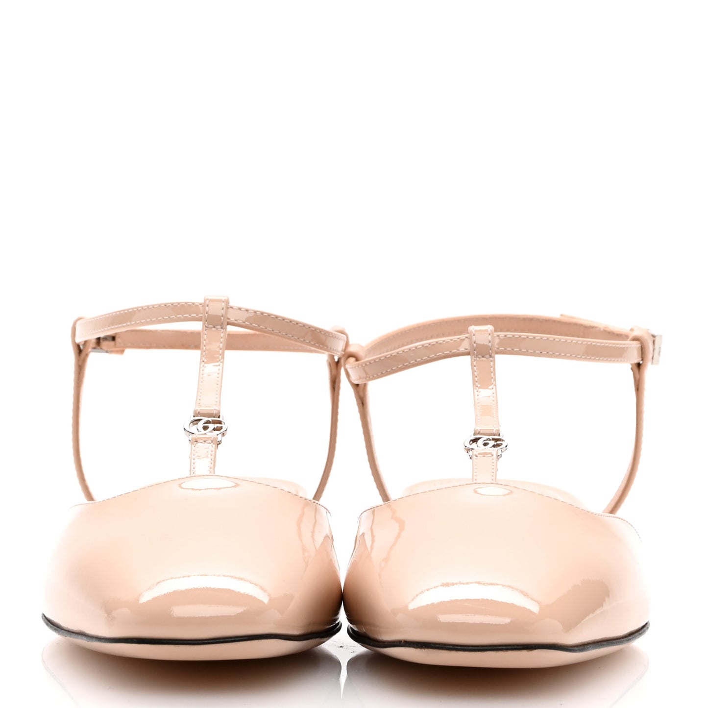 Vernice Crystal Double G Ballet Flat 37.5 Skin Rose