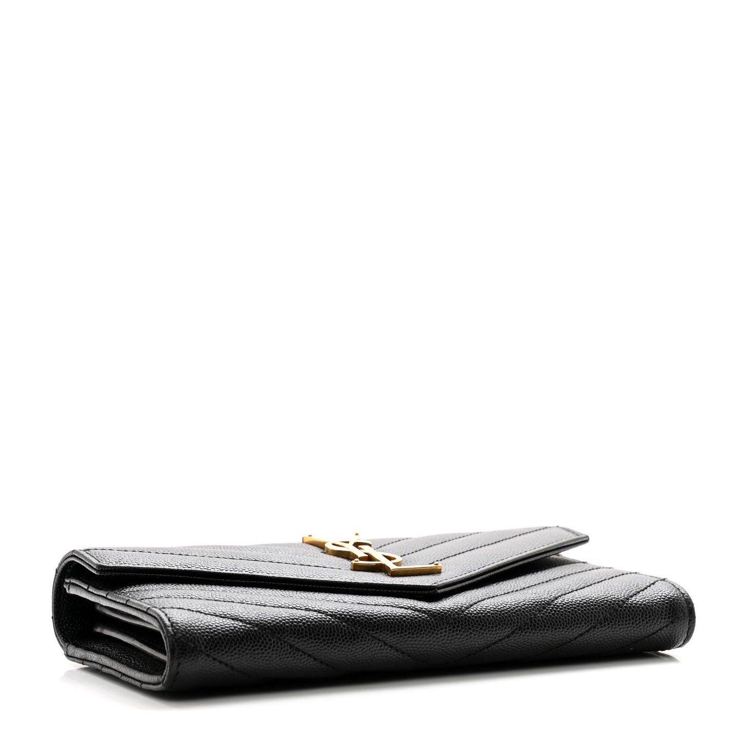 Grain De Poudre Matelasse Chevron Monogram Flap Wallet Black