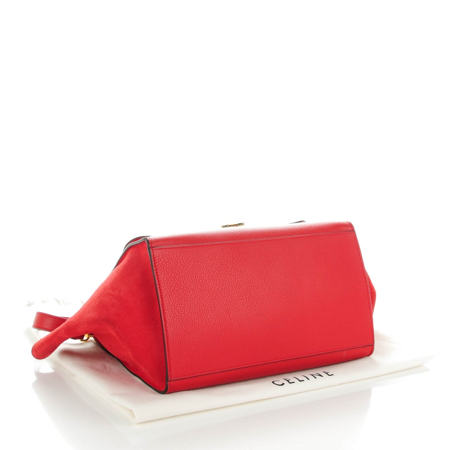 Drummed Calfskin Suede Small Trapeze Coquelicot