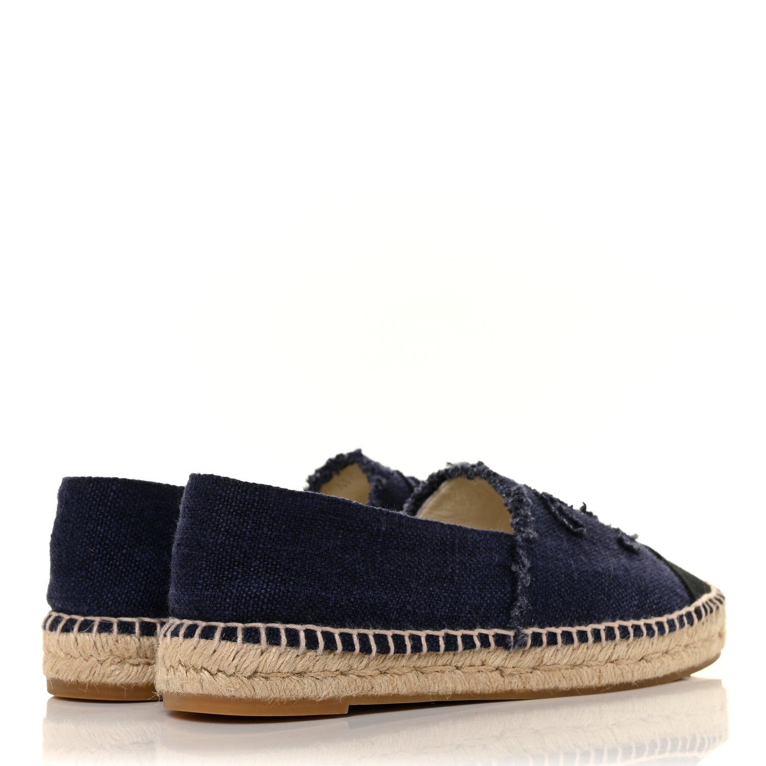 Chanel Denim Toile CC Espadrilles 38 Navy Black 4 of 9