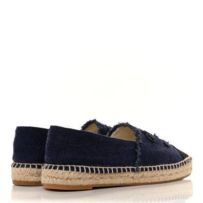 Chanel Denim Toile CC Espadrilles 38 Navy Black 4 of 9
