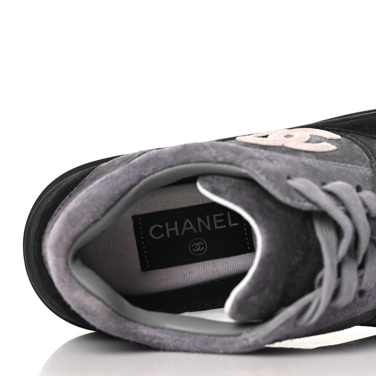 Suede Calfskin CC Sneakers 36.5 Black Grey