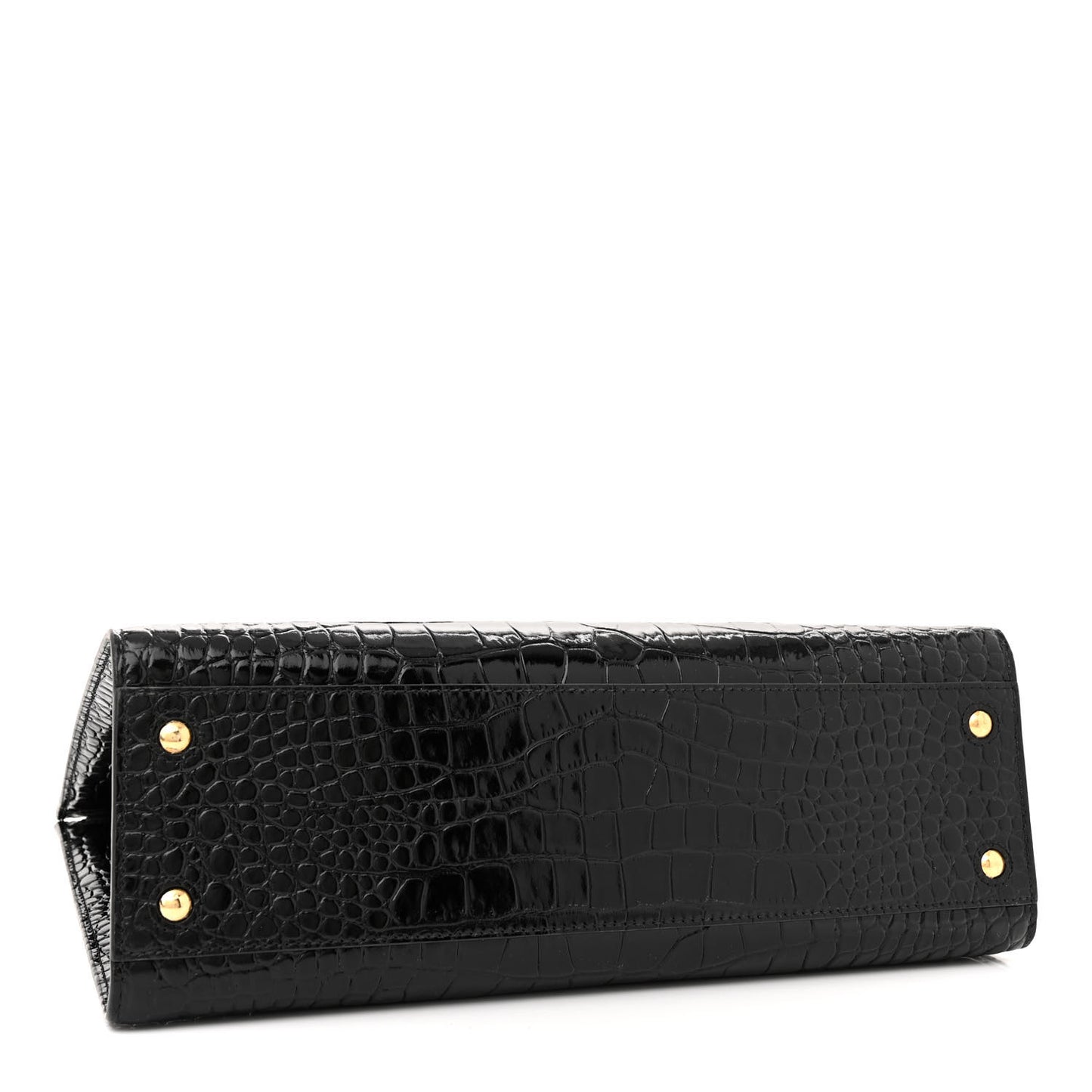 Crocodile Embossed Calfskin Small Frances Tote Black