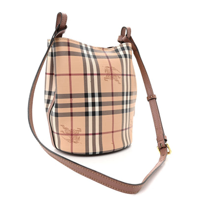 Burberry Haymarket Check Colours Small Lorne Bucket Crossbody Elderberry 3 of 19