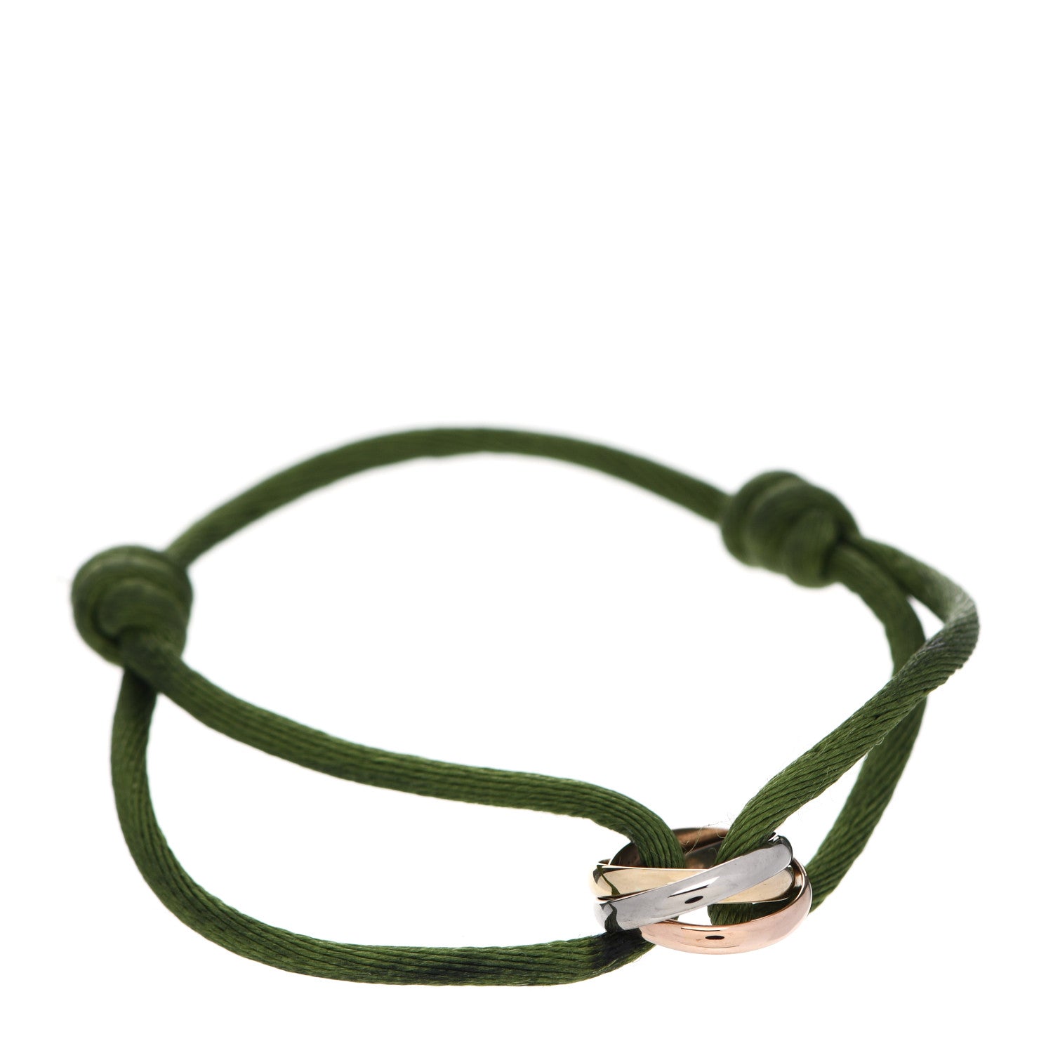 Cartier 18K Pink Yellow White Gold Trinity Adjustable Cord Bracelet Green 1 of 6