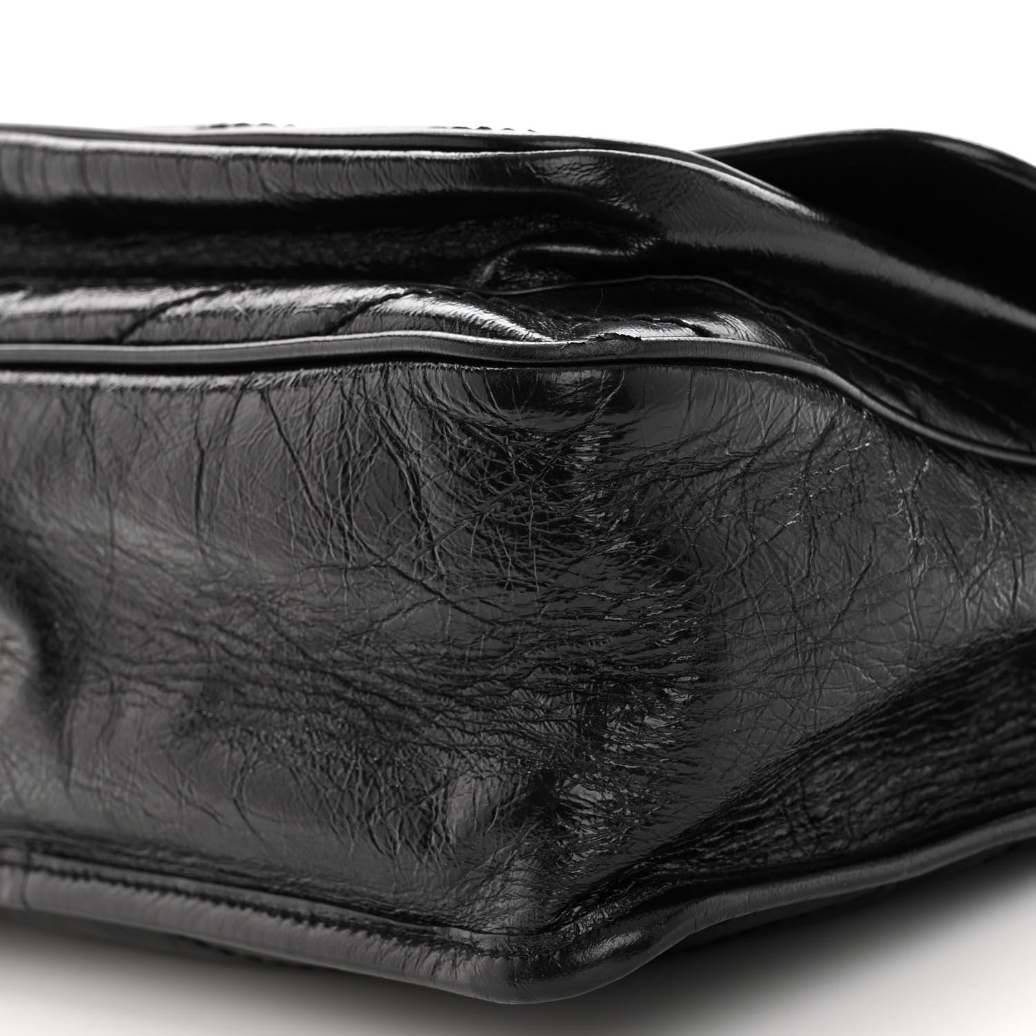 Saint Laurent Crinkled Calfskin Matelasse Monogram Medium Niki Chain Satchel Black 9 of 11