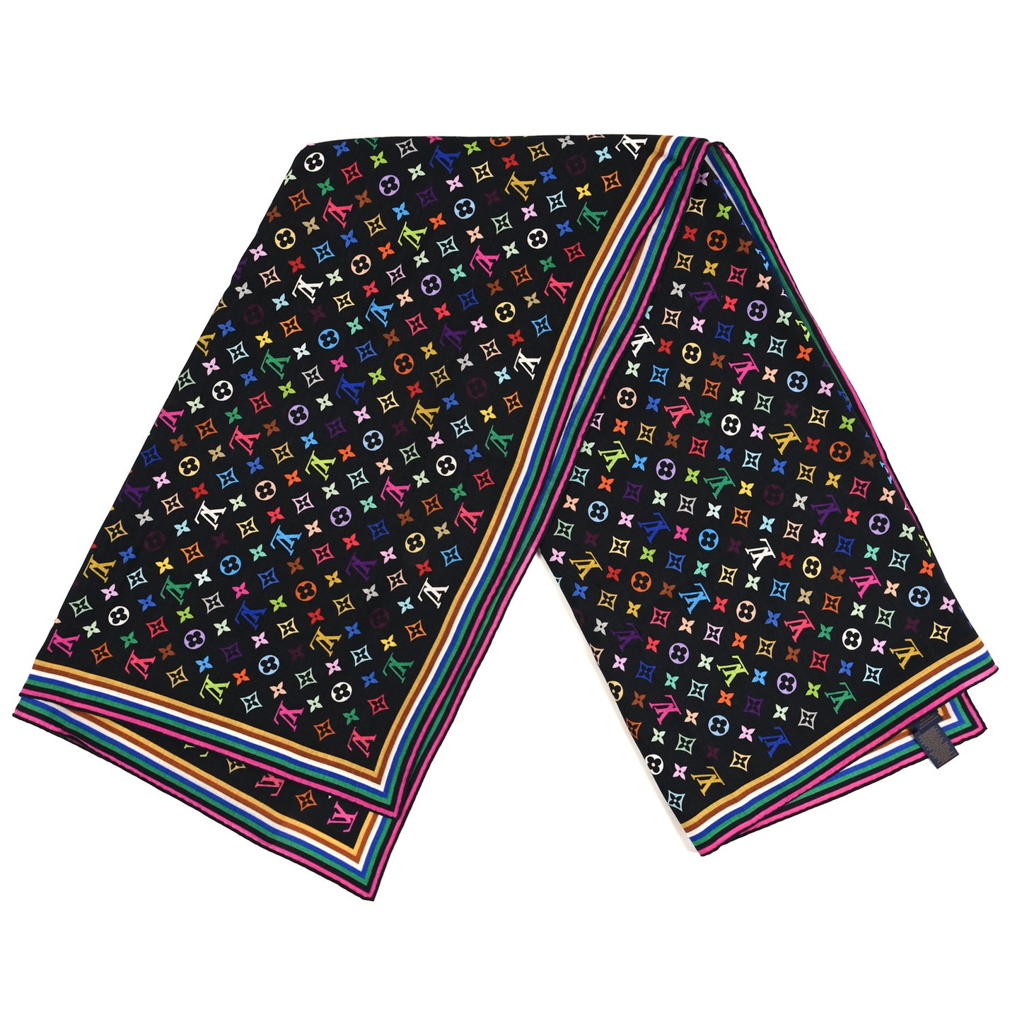 LV X TM Silk Monogram Multicolor Square 90 Scarf Black