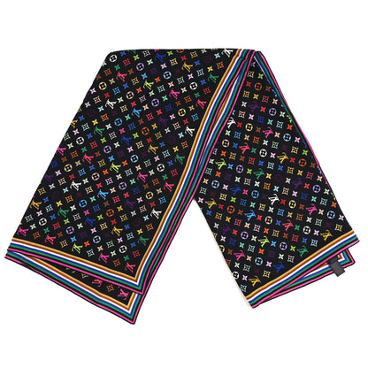 Louis Vuitton LV X TM Silk Monogram Multicolor Square 90 Scarf Black 2 of 3