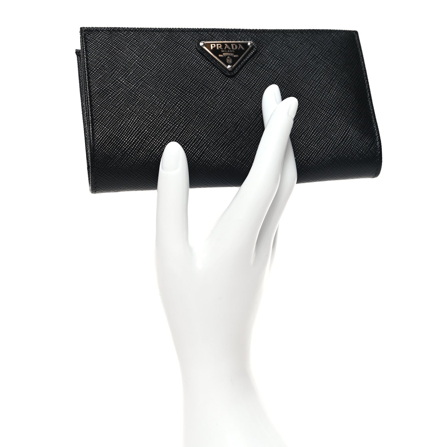 Saffiano Metal Large Zip Wallet Black