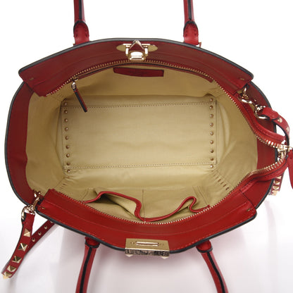 Valentino Garavani Vitello Rockstud Double Handle Tote Rosso Valentino 5 of 9