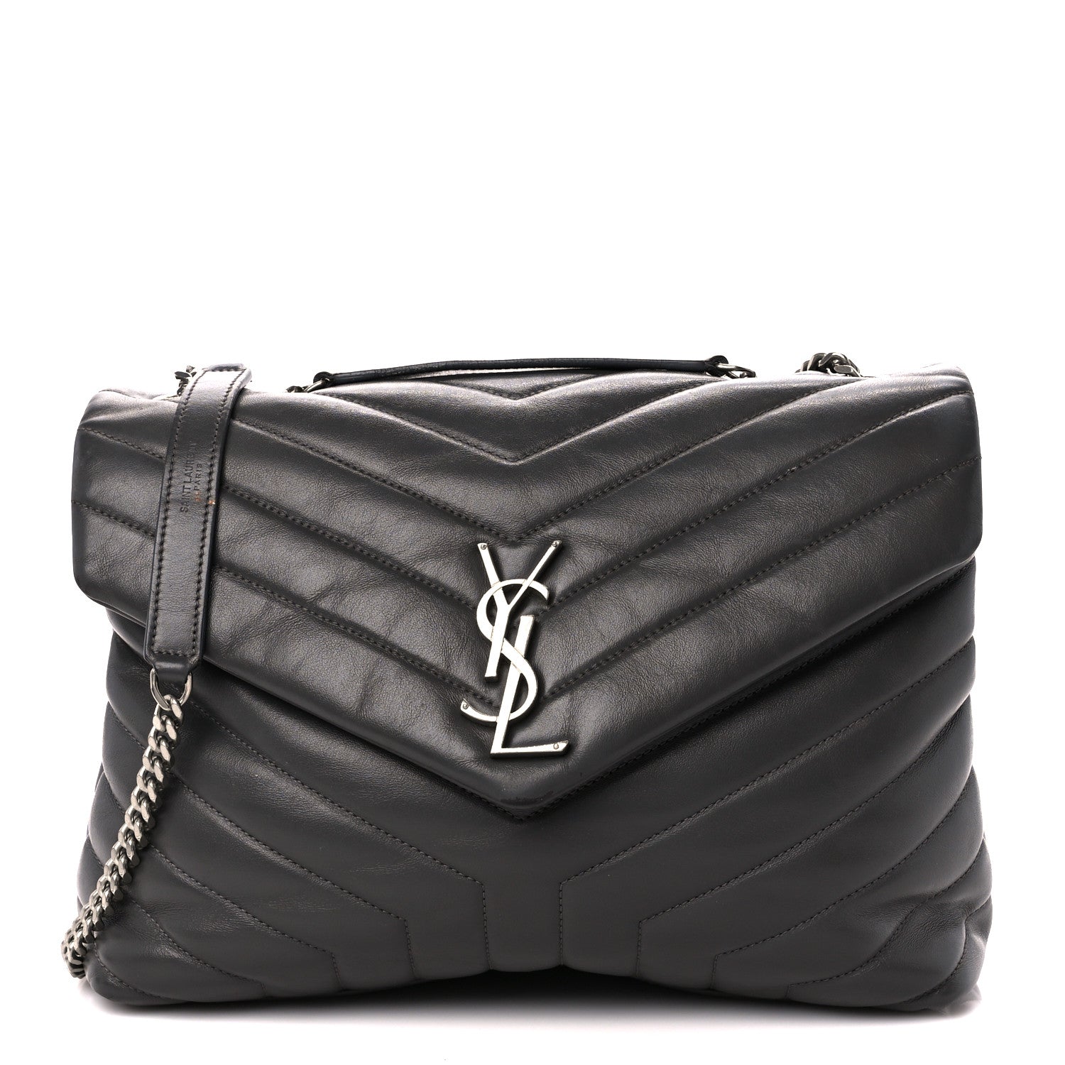 Saint Laurent Calfskin Y Quilted Monogram Medium Loulou Chain Satchel Earth 1 of 12