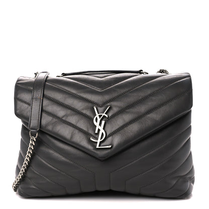 Saint Laurent Calfskin Y Quilted Monogram Medium Loulou Chain Satchel Earth 1 of 12