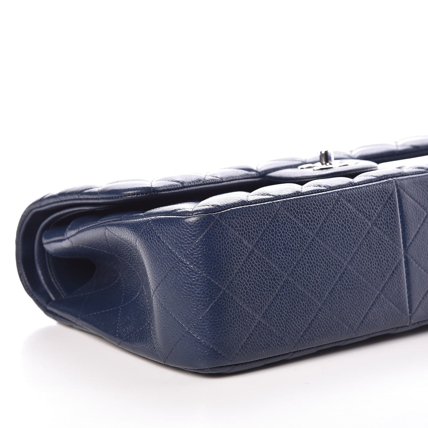 Caviar Quilted Jumbo Double Flap Navy Blue