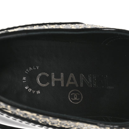 Chanel Patent CC Lace Up Oxfords 38.5 Black White 9 of 12