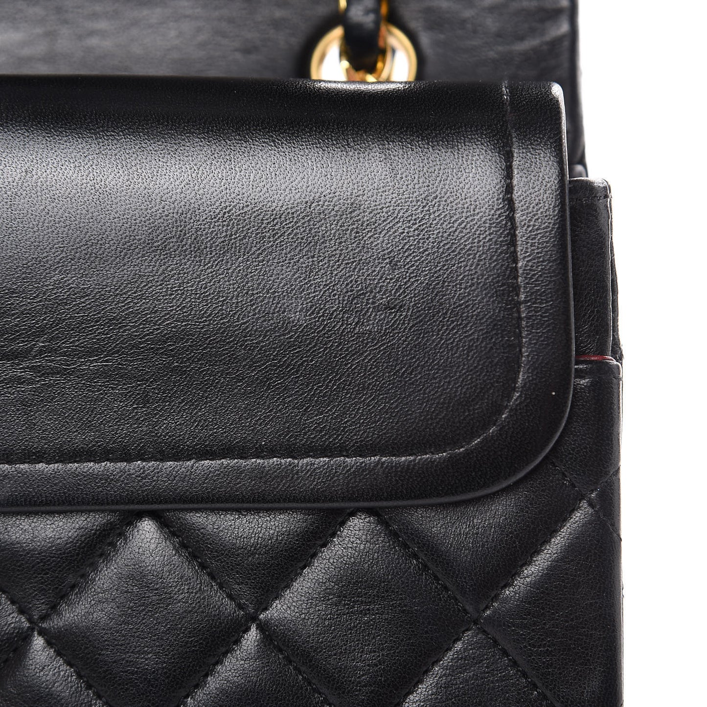 Lambskin Quilted Medium Double Flap Black