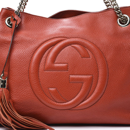 Gucci Pebbled Calfskin Medium Soho Chain Shoulder Bag Sun Orange 10 of 11