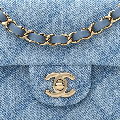 Chanel Printed Denim Quilted Mini Rectangular Flap Light Blue 7 of 10