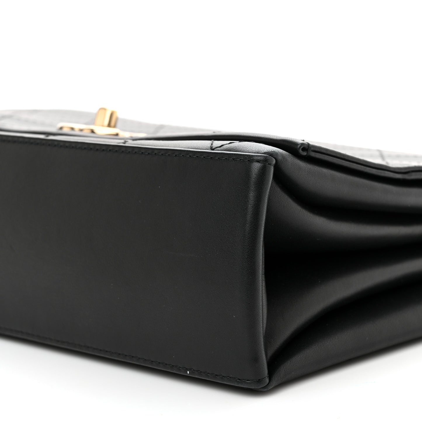 Calfskin Stitched Large Flap Black