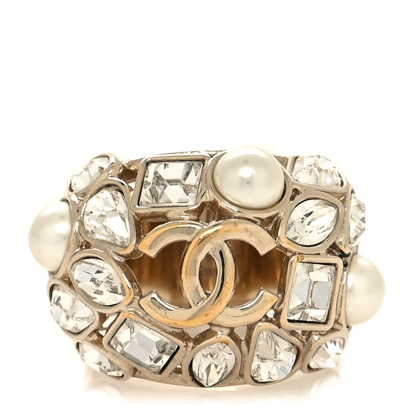 Crystal Pearl CC Ring 49/5 Gold