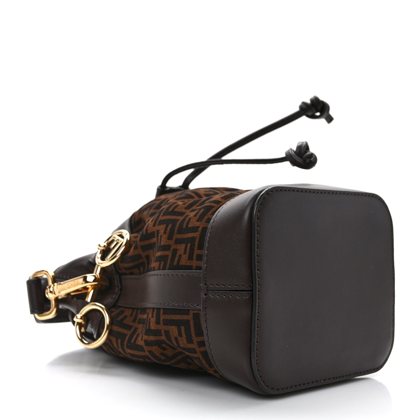 Suede Vitello King F is Fendi Micro FF Mini Mon Tresor Bucket Bag Sigaro Marrone Ebano