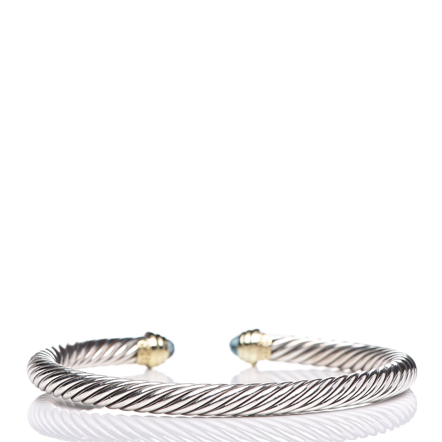 Sterling Silver 14K Yellow Gold Blue Topaz 5mm Cable Classics Petite Color Bracelet