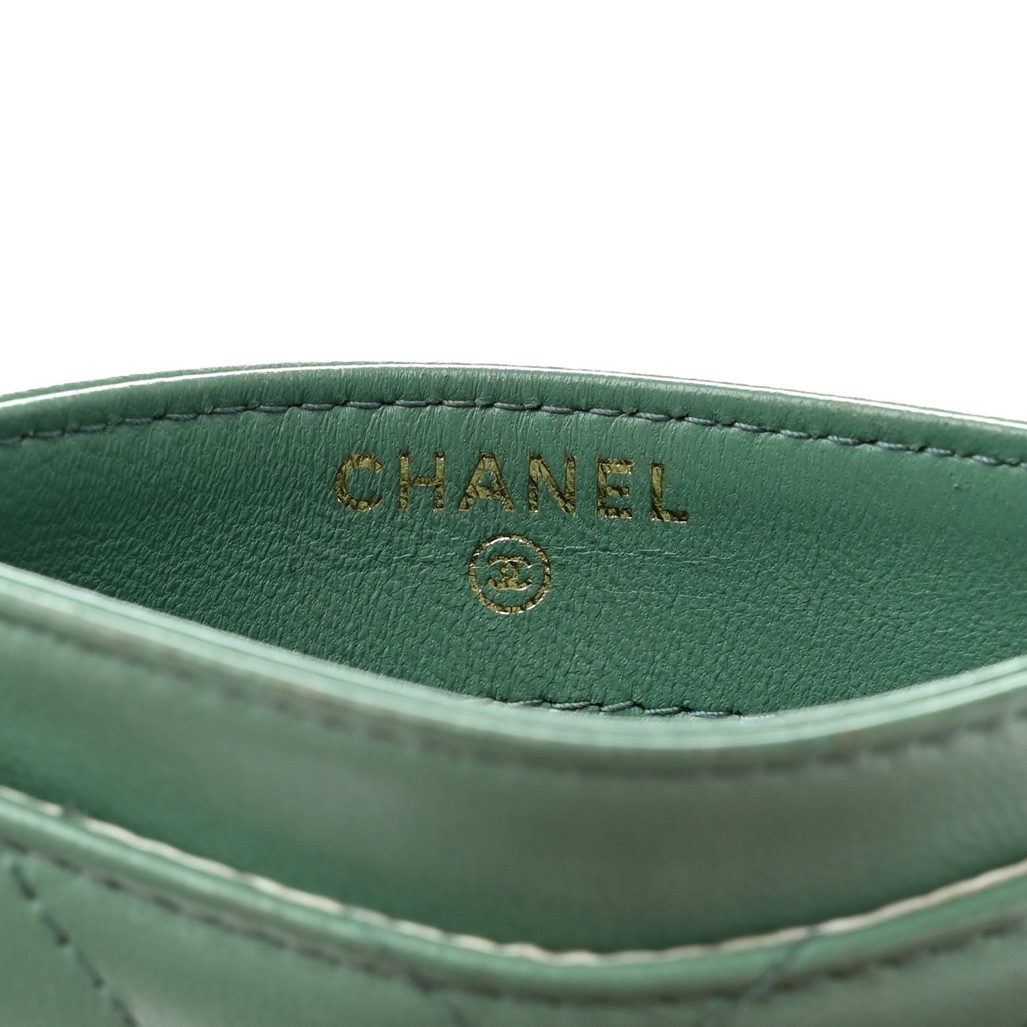Chanel Lambskin Chevron Quilted Card Holder Green 6 of 9