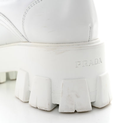 Prada Spazzolato Rois Re-Nylon Metal Triangle Logo Monolith Pouch Pocket 55mm Boots 37 White 10 of 11