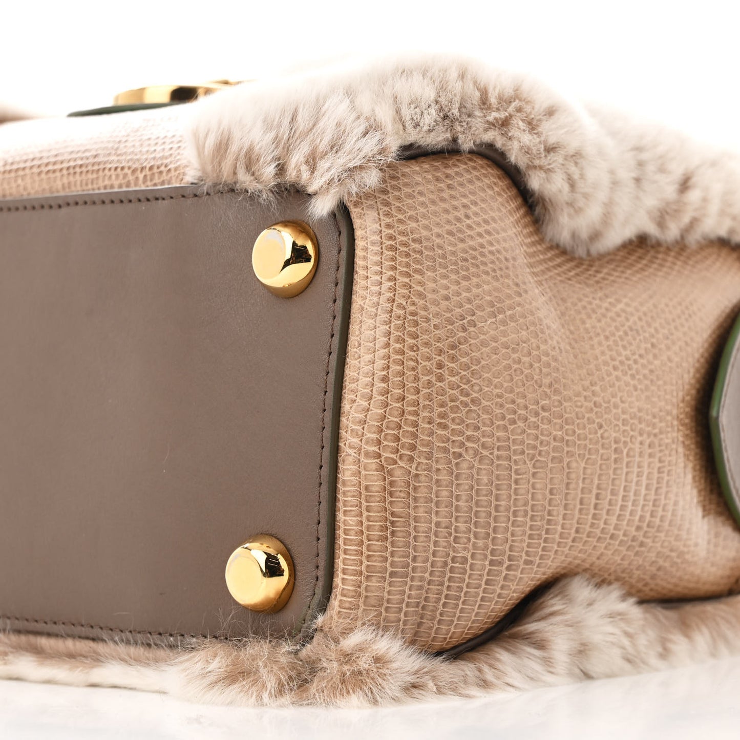 Chinchilla Fur Lizard Venetia Satchel Streak