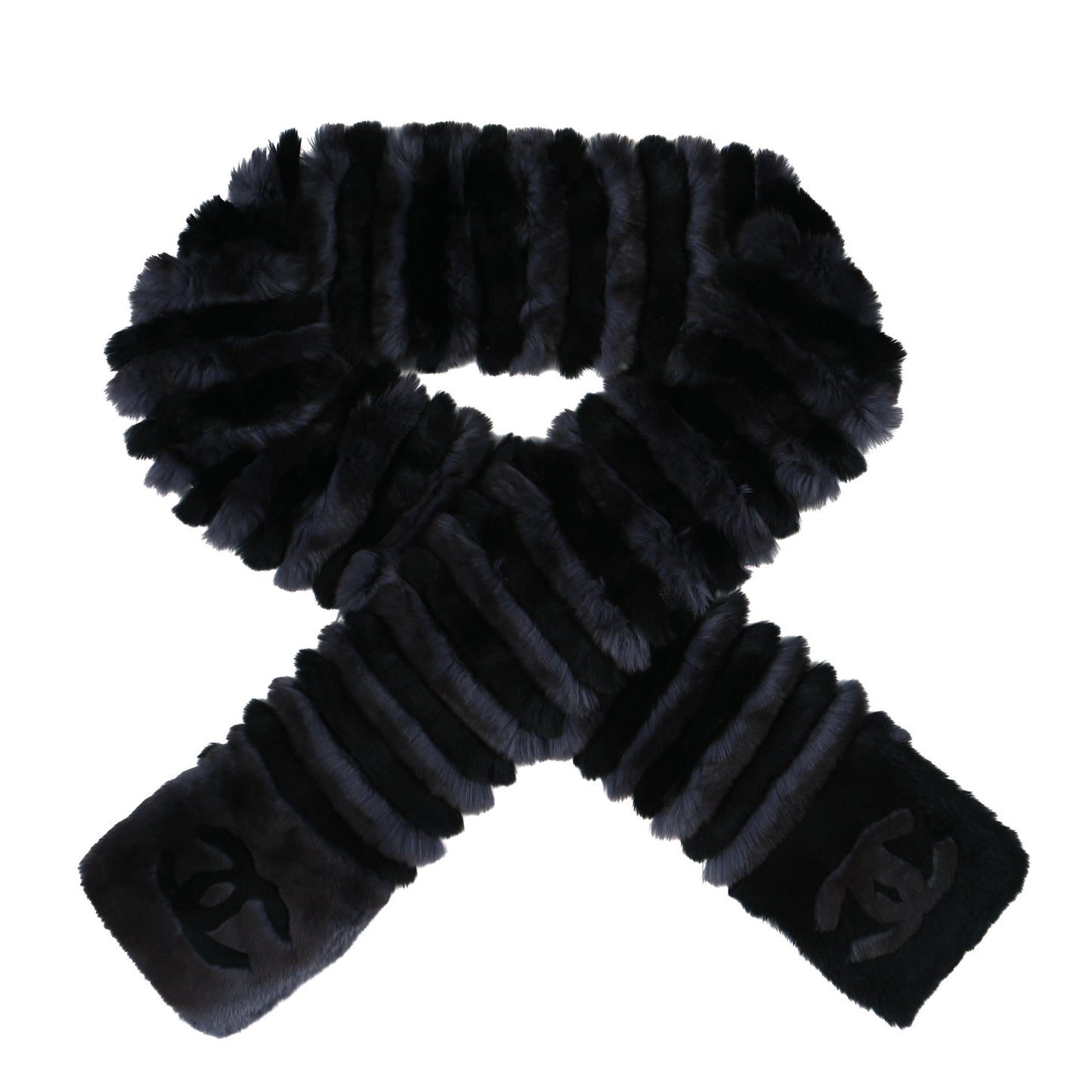 Orylag Rabbit Fur CC Scarf Black Grey