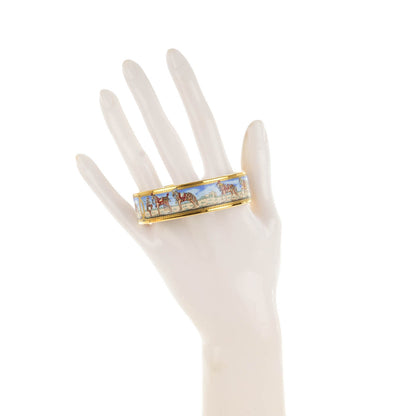 Hermes Enamel Printed Horses Wide Bracelet 65 2 of 6