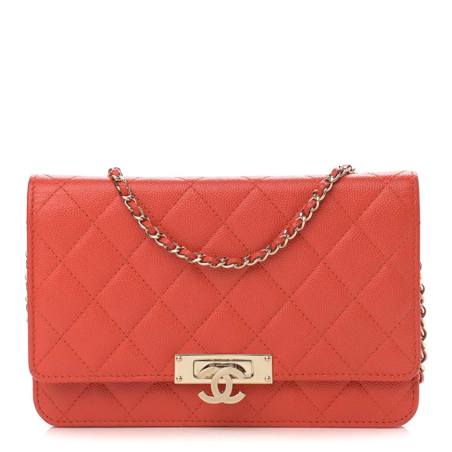Chanel Caviar Quilted Golden Class Wallet On Chain WOC Red 1 of 12