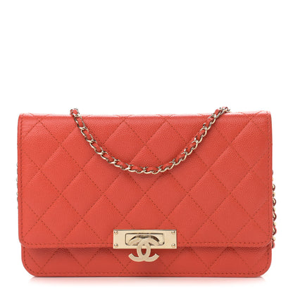 Chanel Caviar Quilted Golden Class Wallet On Chain WOC Red 1 of 12